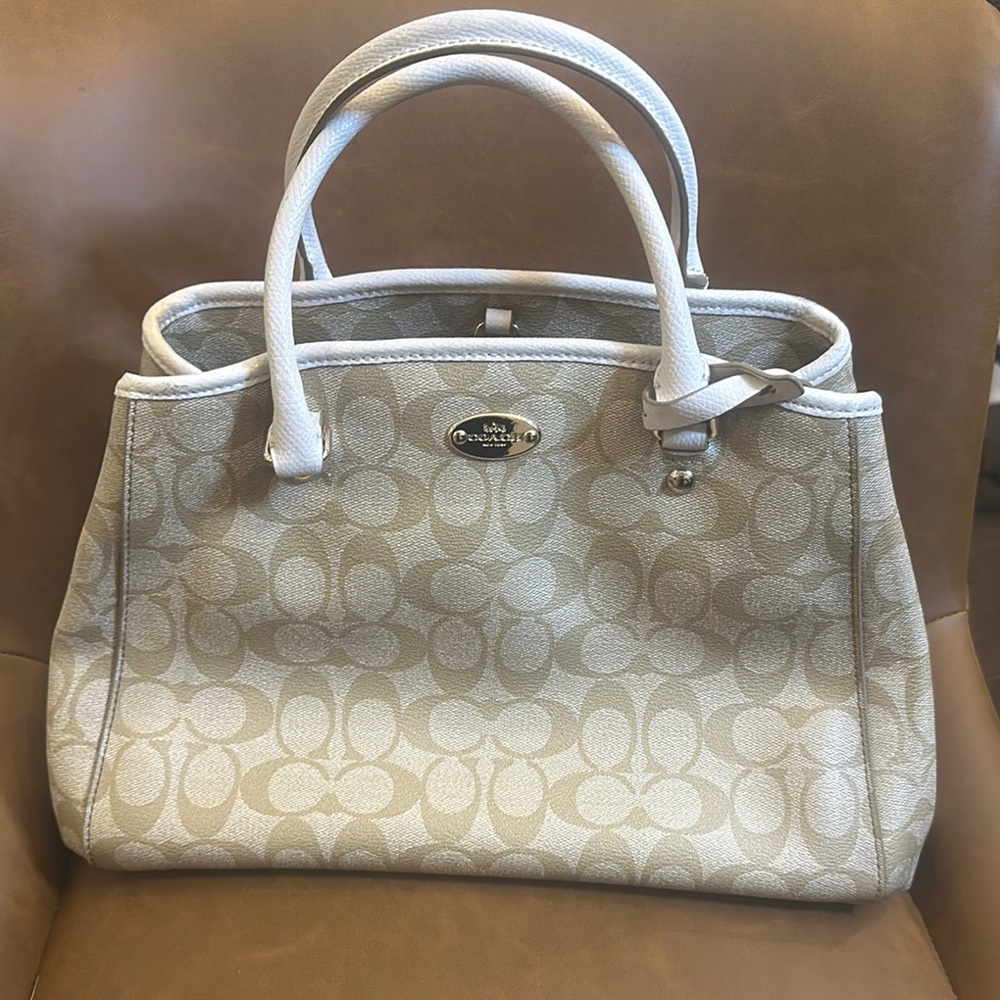 Coach White and Cream Satchel